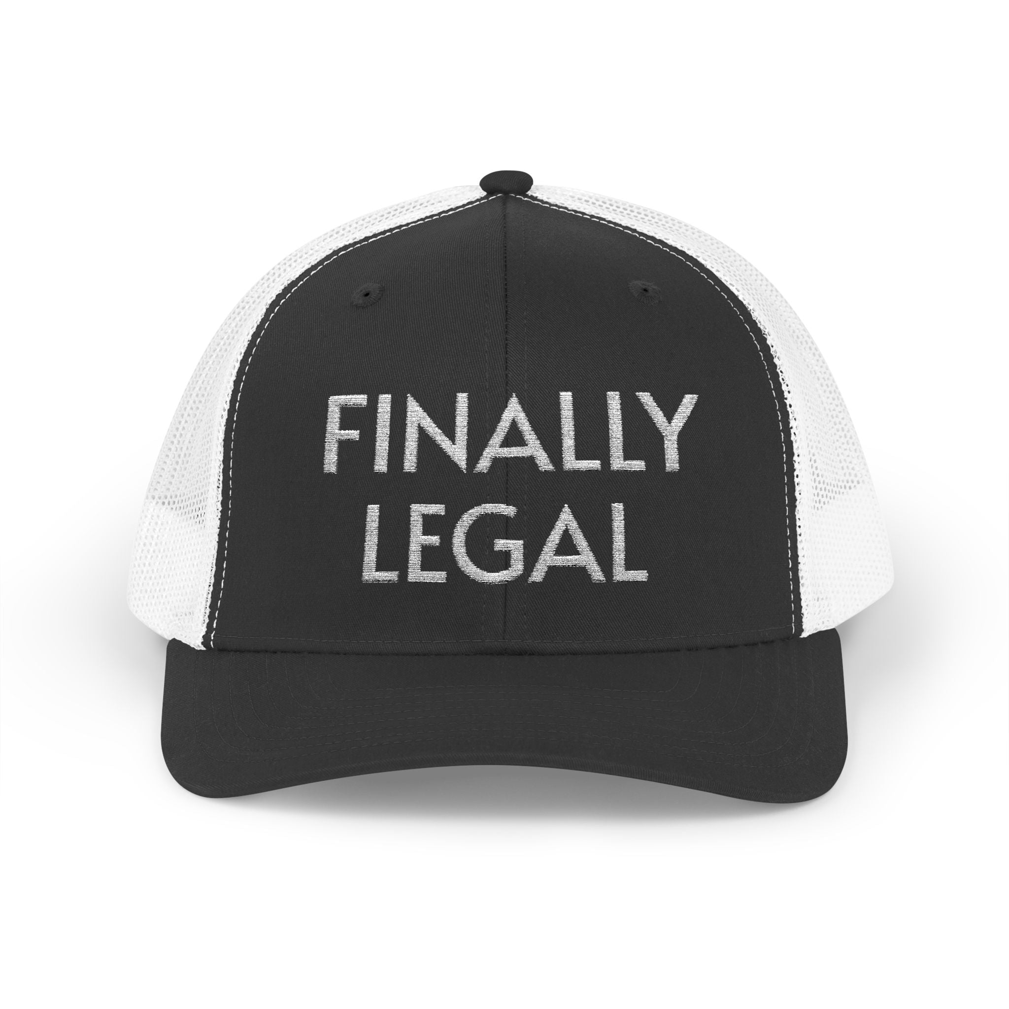 Finally Legal Snapback Trucker Cap | Rhinestone Script Mesh Back Hat