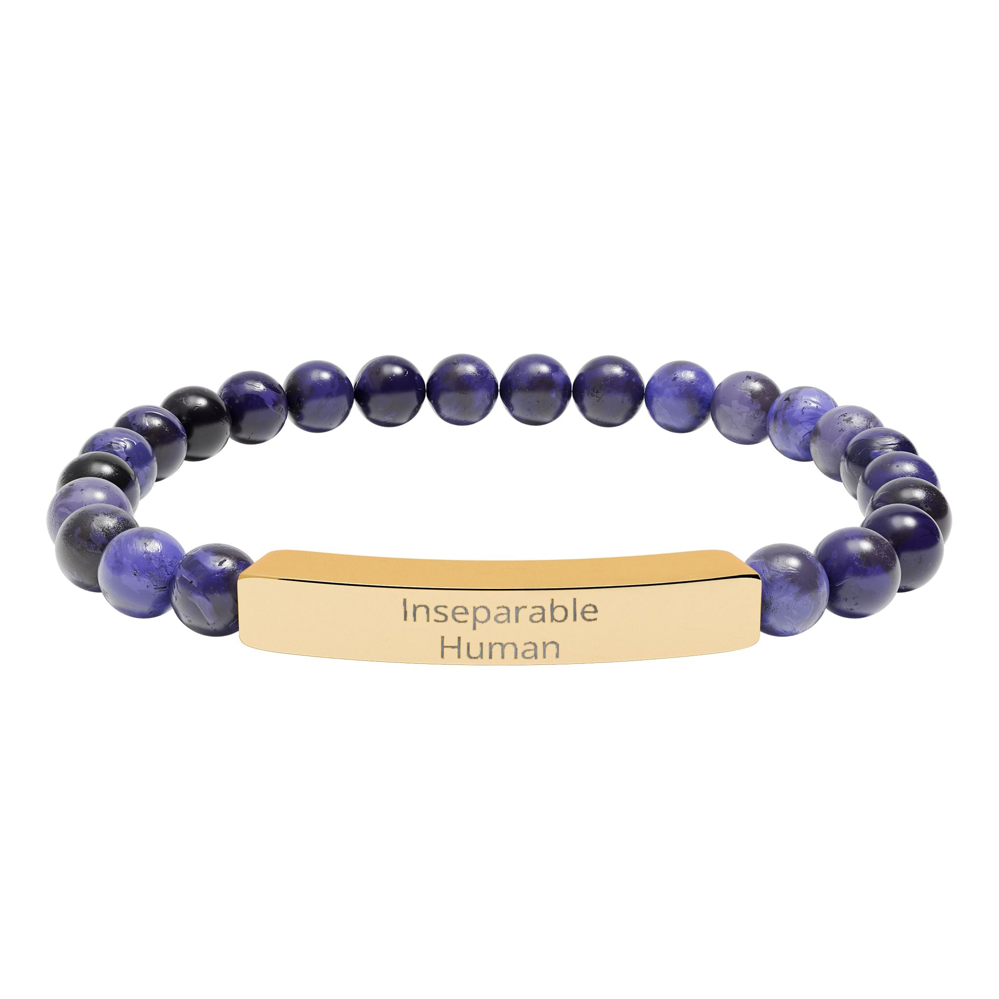Inseparable Human engraved natural stone stretch bar bracelet | gemstone bead bracelet