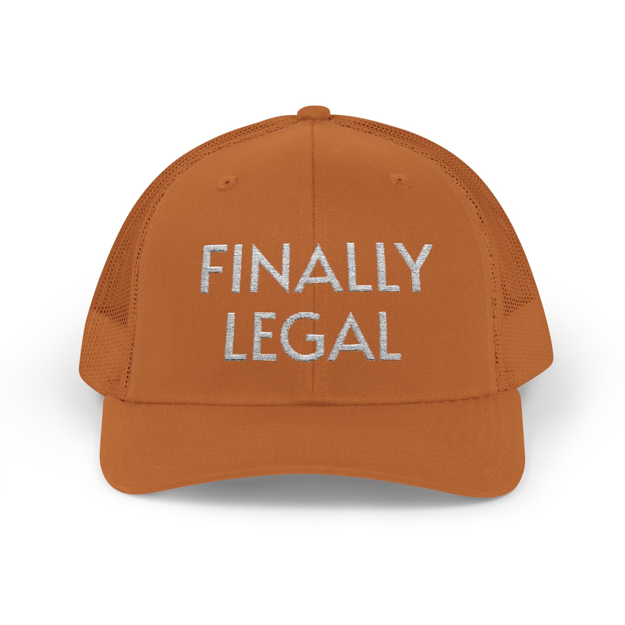 Finally Legal Snapback Trucker Cap | Rhinestone Script Mesh Back Hat