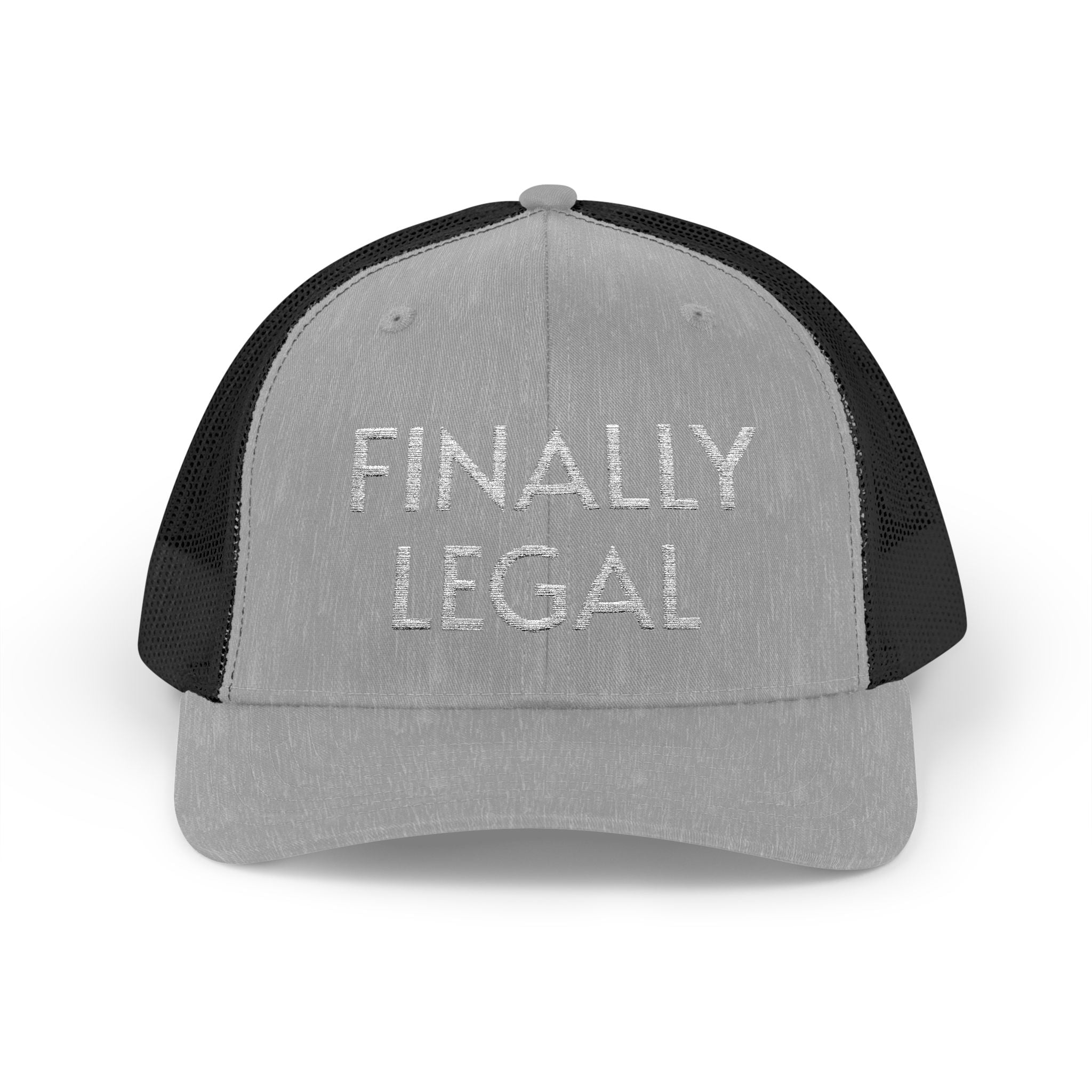 Finally Legal Snapback Trucker Cap | Rhinestone Script Mesh Back Hat