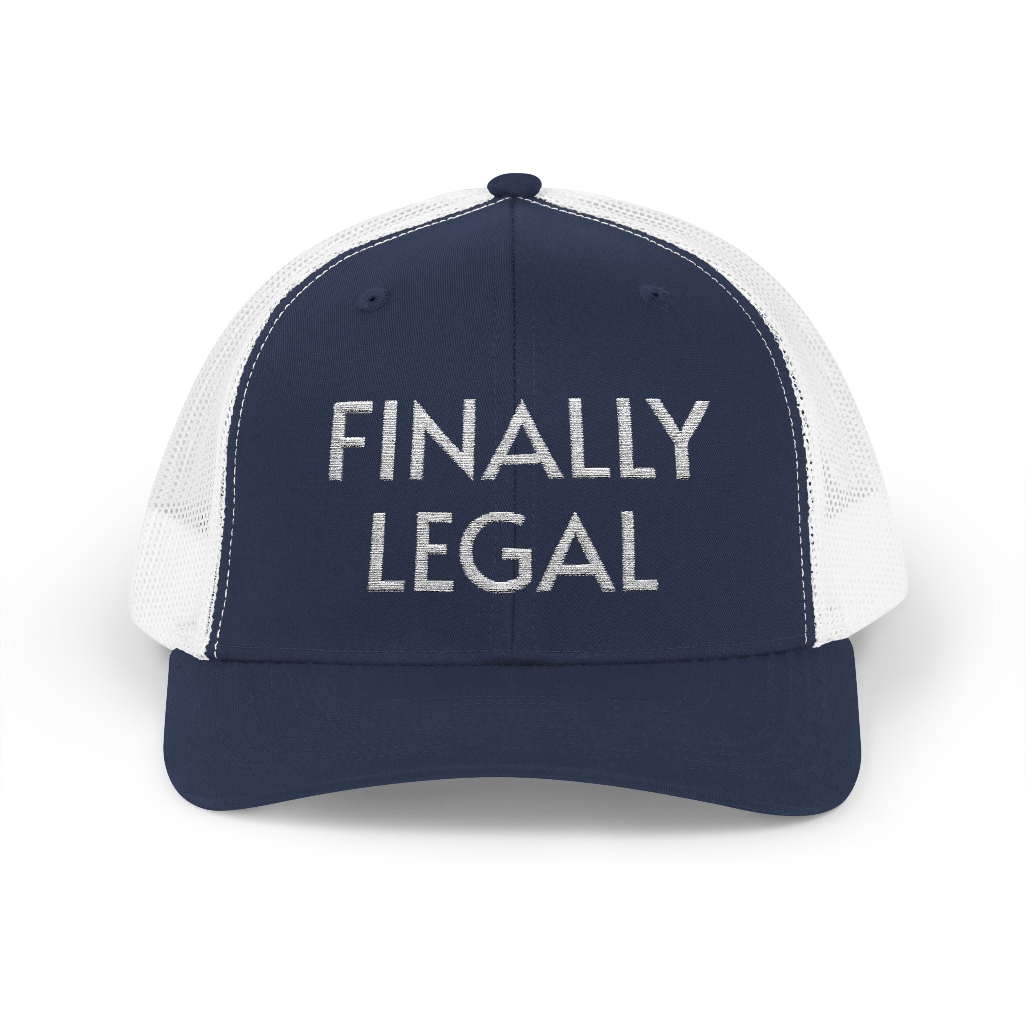 Finally Legal Snapback Trucker Cap | Rhinestone Script Mesh Back Hat