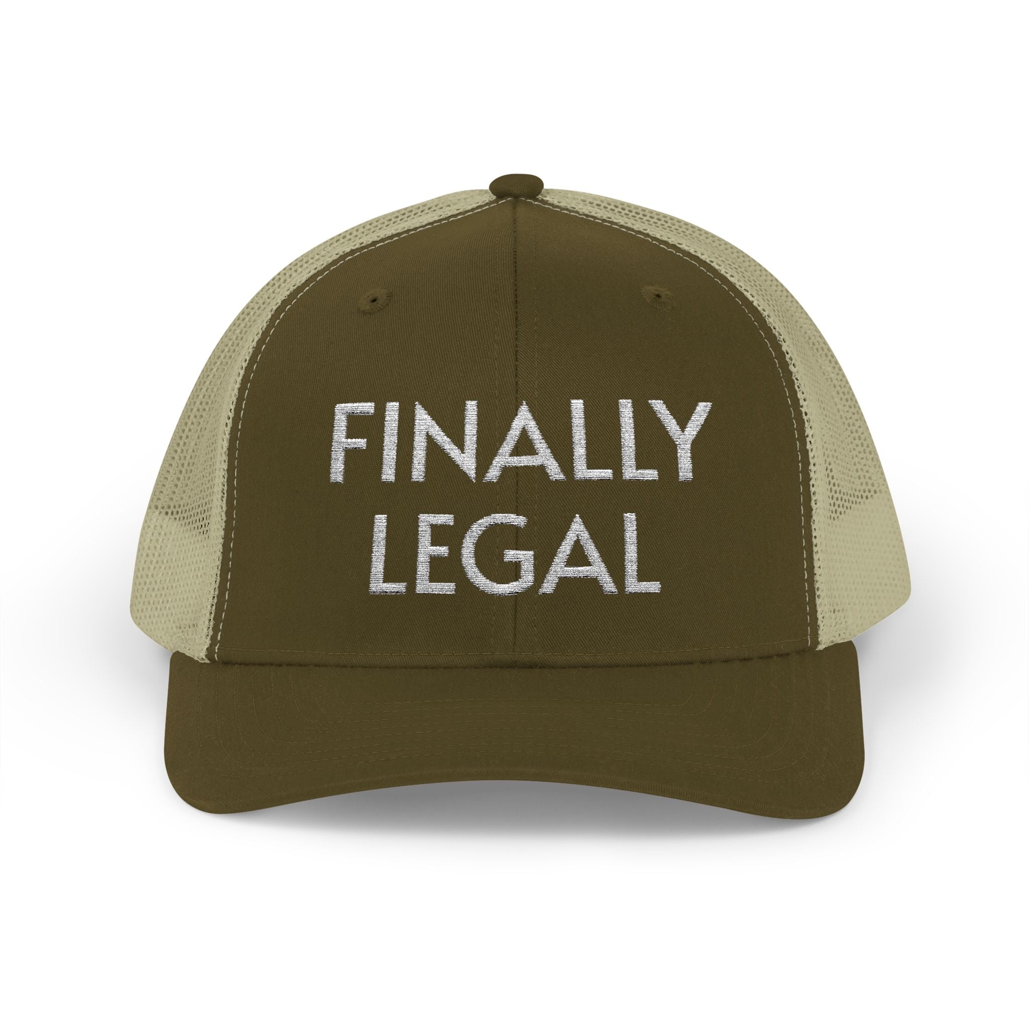 Finally Legal Snapback Trucker Cap | Rhinestone Script Mesh Back Hat