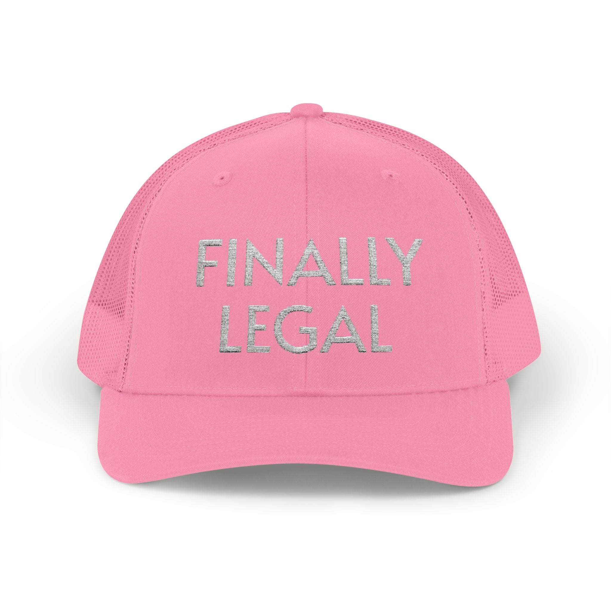 Finally Legal Snapback Trucker Cap | Rhinestone Script Mesh Back Hat