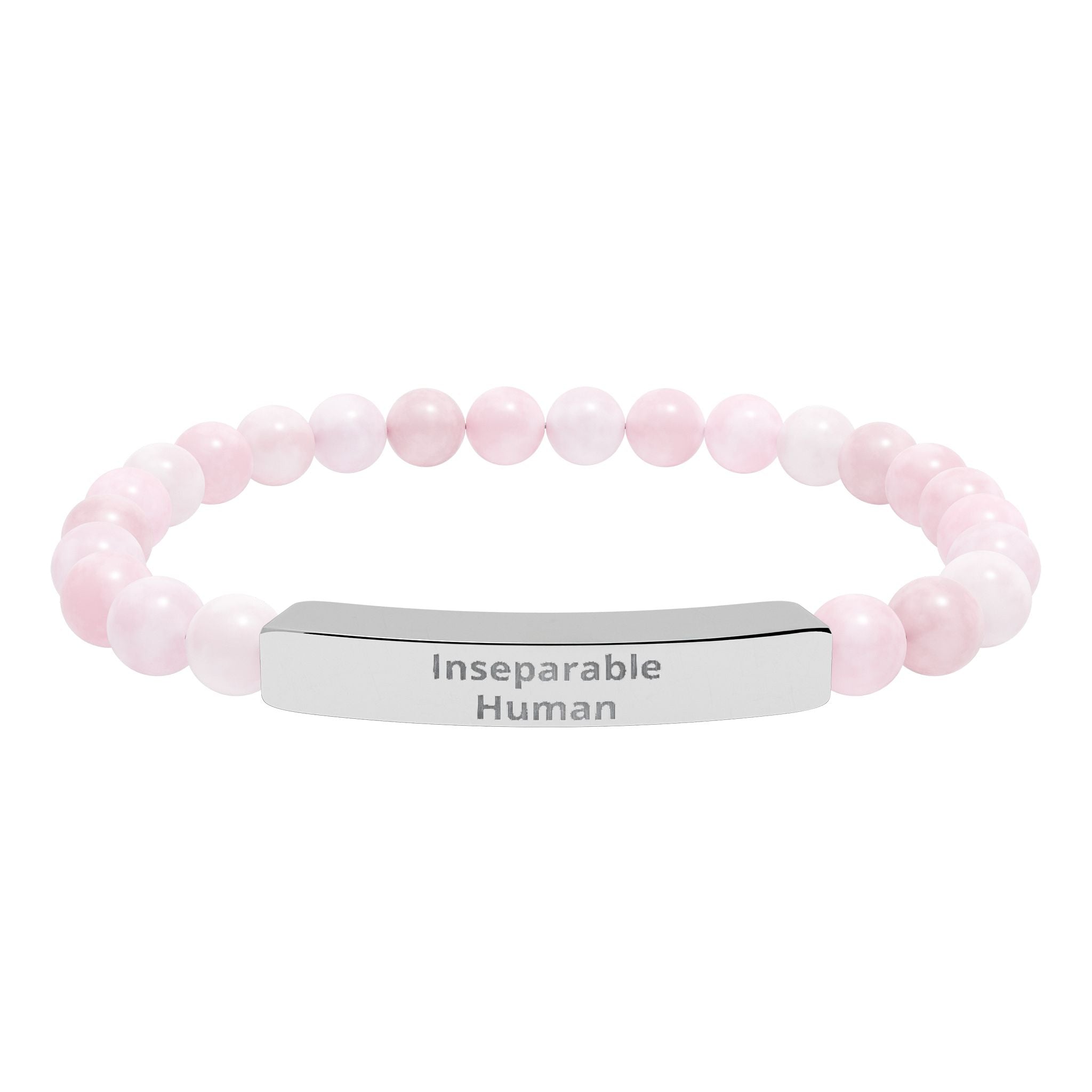 Inseparable Human engraved natural stone stretch bar bracelet | gemstone bead bracelet