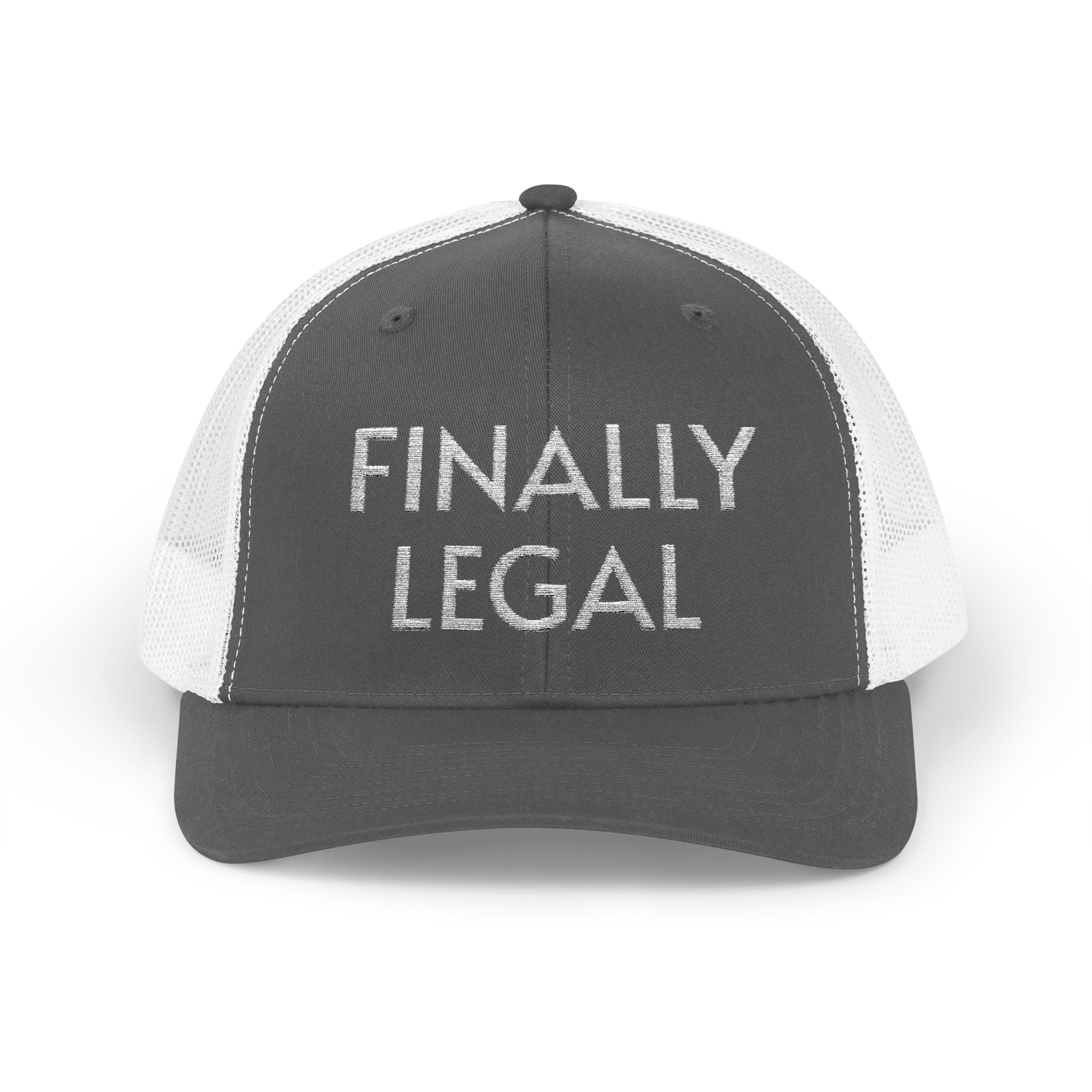 Finally Legal Snapback Trucker Cap | Rhinestone Script Mesh Back Hat