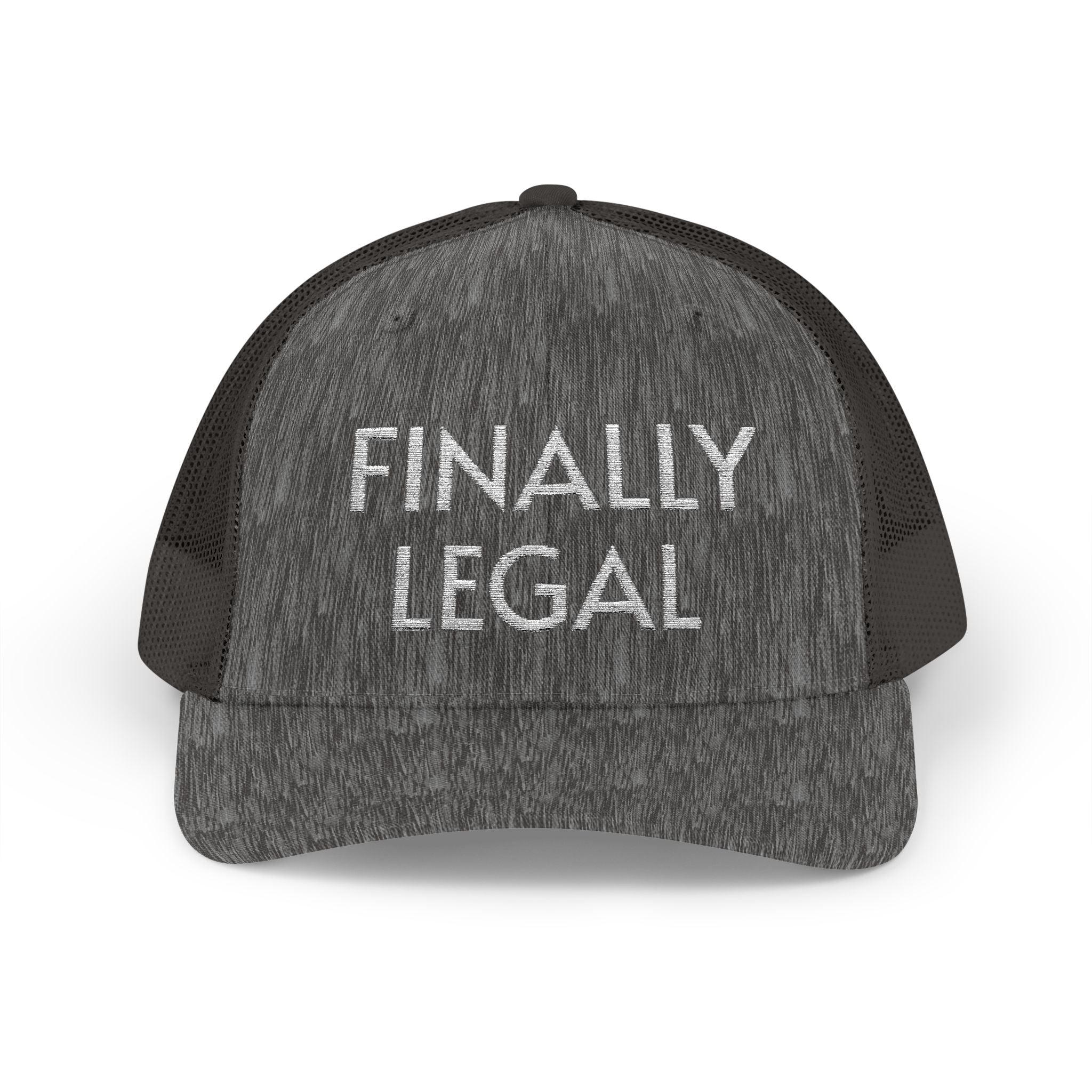 Finally Legal Snapback Trucker Cap | Rhinestone Script Mesh Back Hat