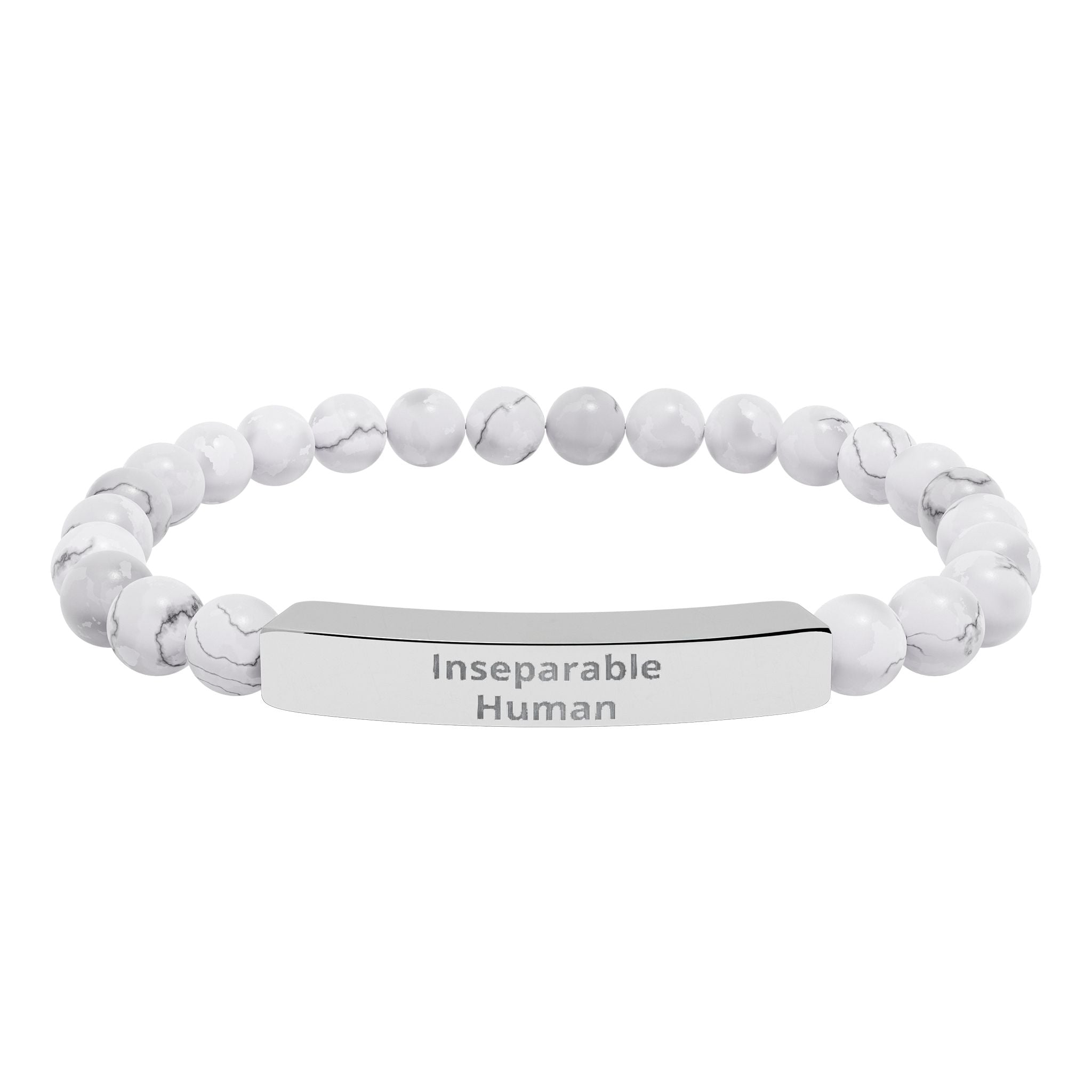 Inseparable Human engraved natural stone stretch bar bracelet | gemstone bead bracelet