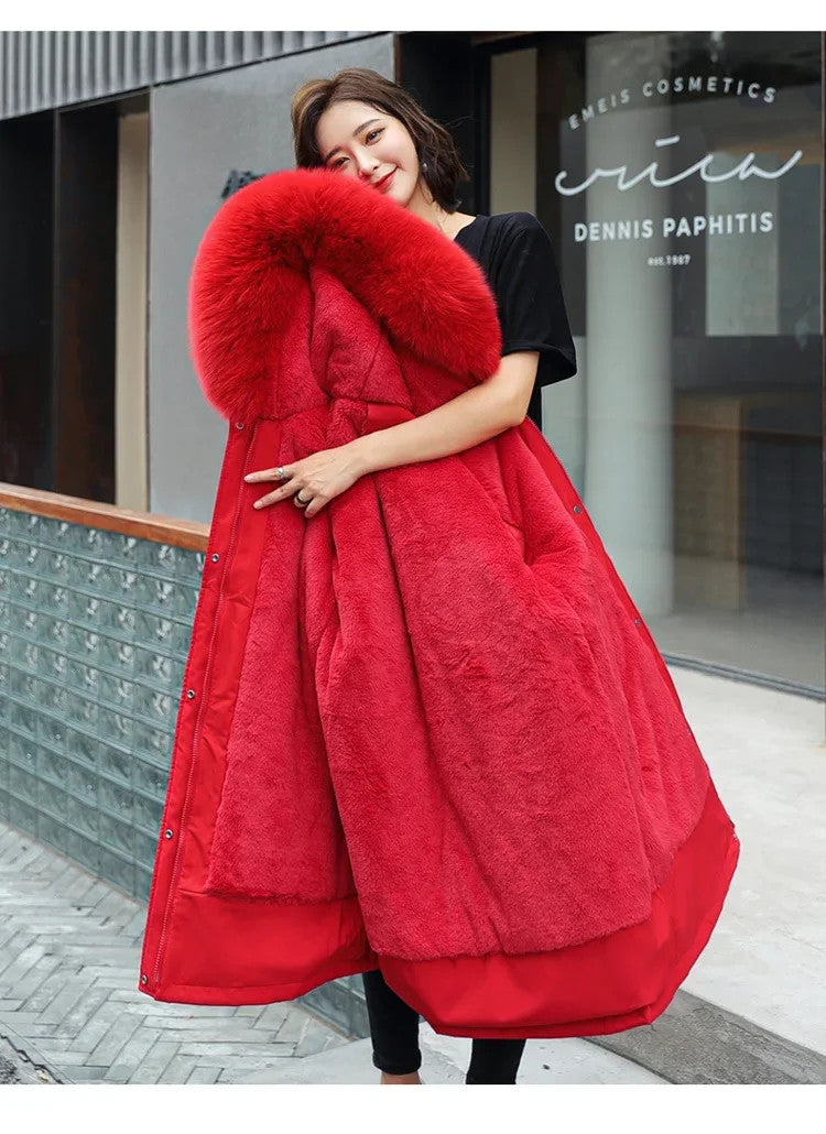 Women's Winter Parka Hooded Fur Collar Jacket