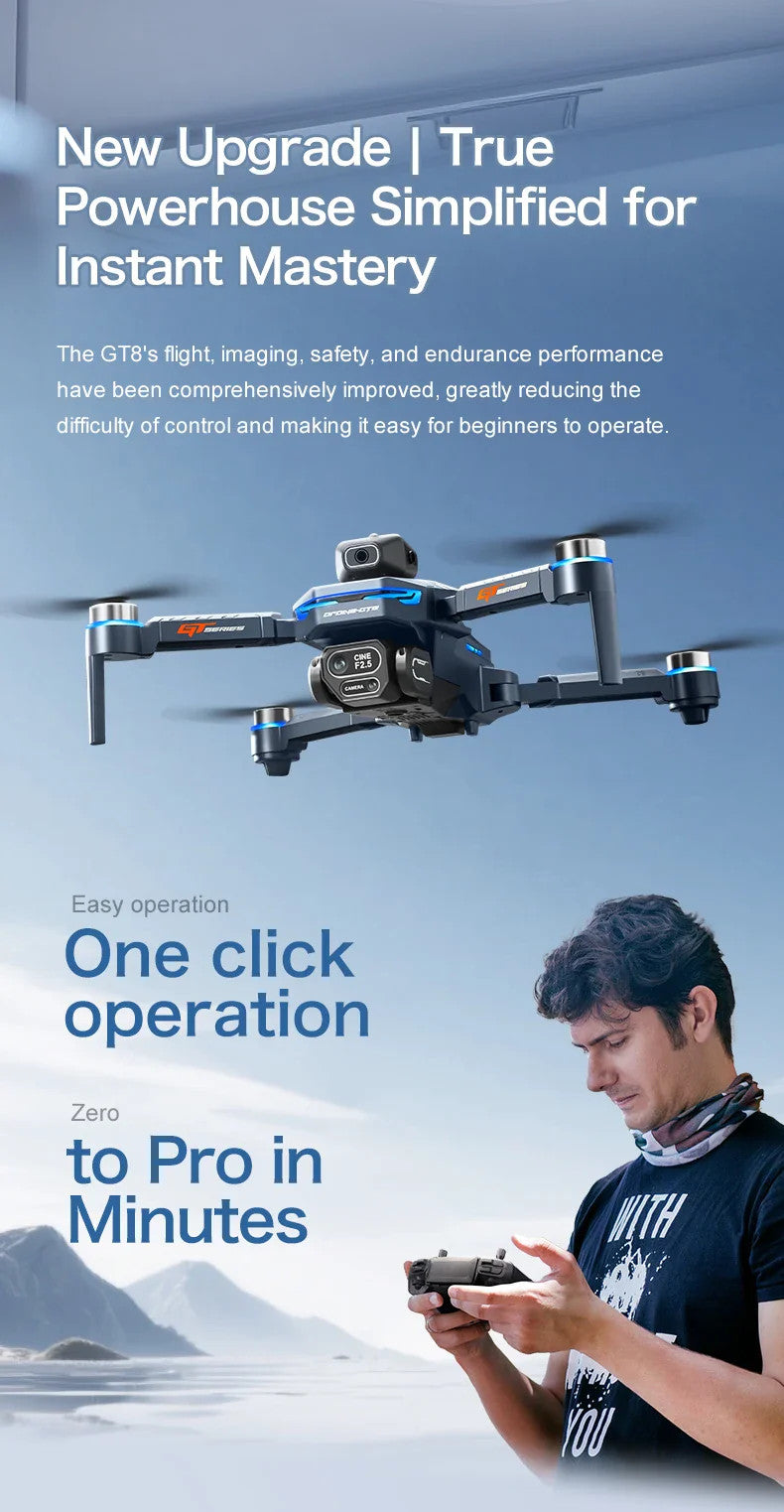 GT8 Mini Drone 8K WiFi GPS HD Aerial Photography Quadcopter with Cameras Toys