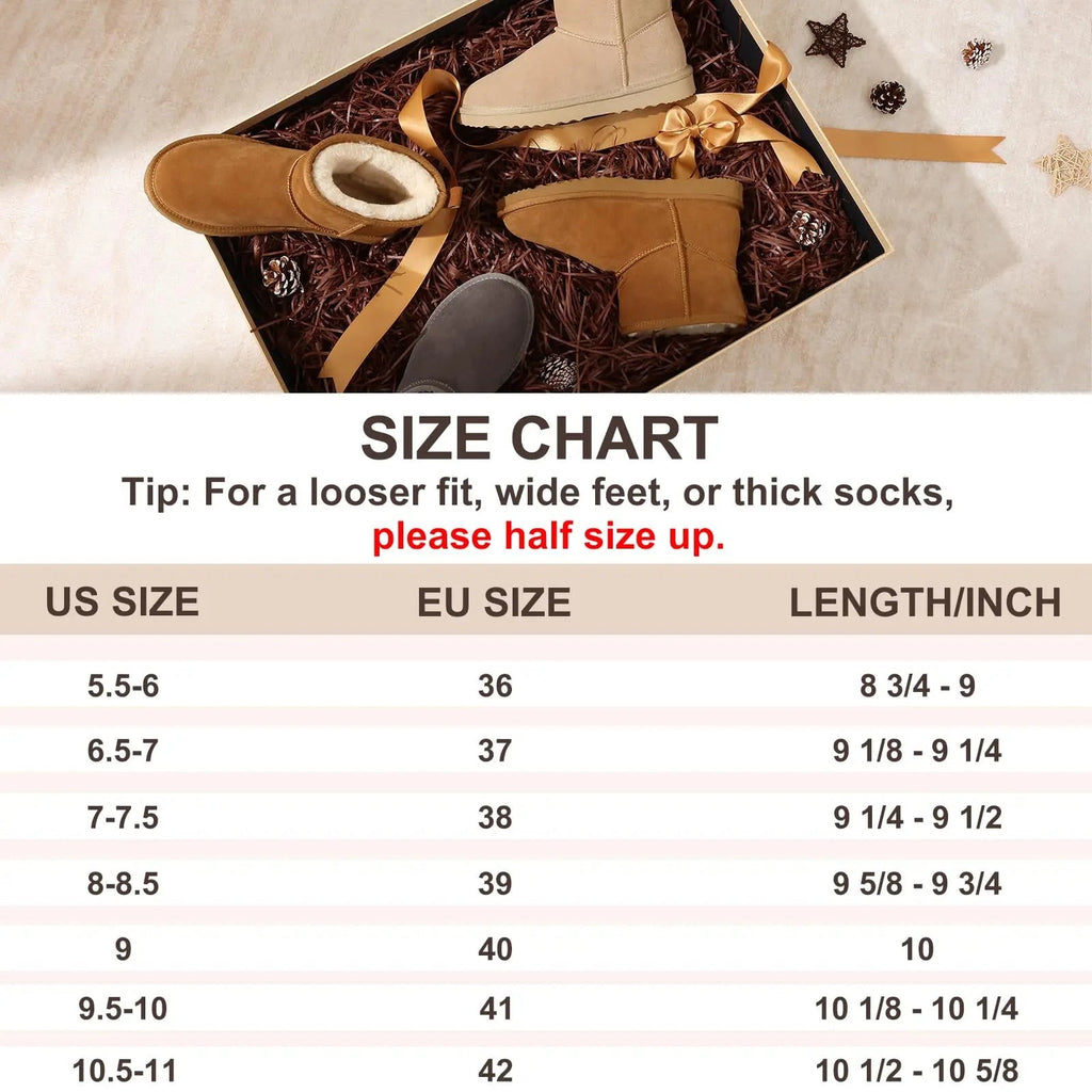 Women's Comfy Suede Plush Winter Warm Snow Boots
