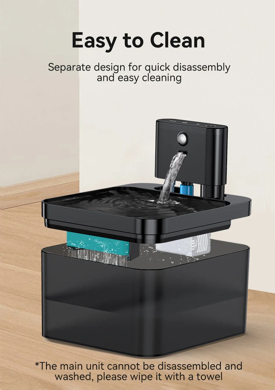 Wireless Automatic Cat Water Fountain 2600mAh Dispenser For Dog And Cat