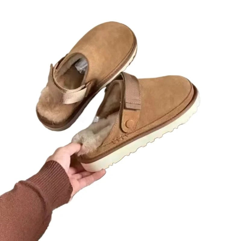 Winter Warm Thick Soles covered Half Slipper Shoes for Women