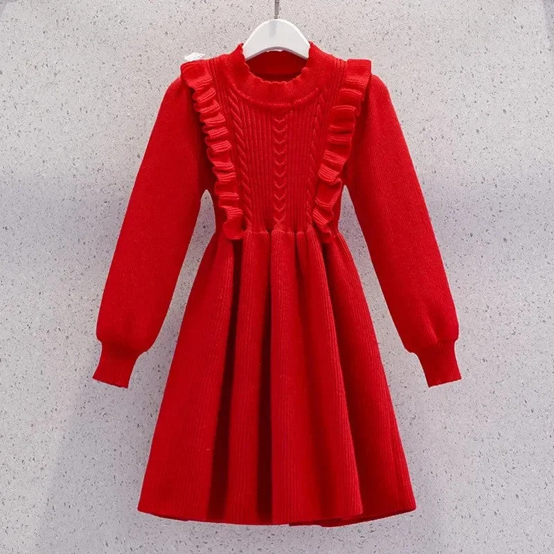 Women's Solid Color Casual Knit Sweater Dress Pullover Skirt Autumn Winter