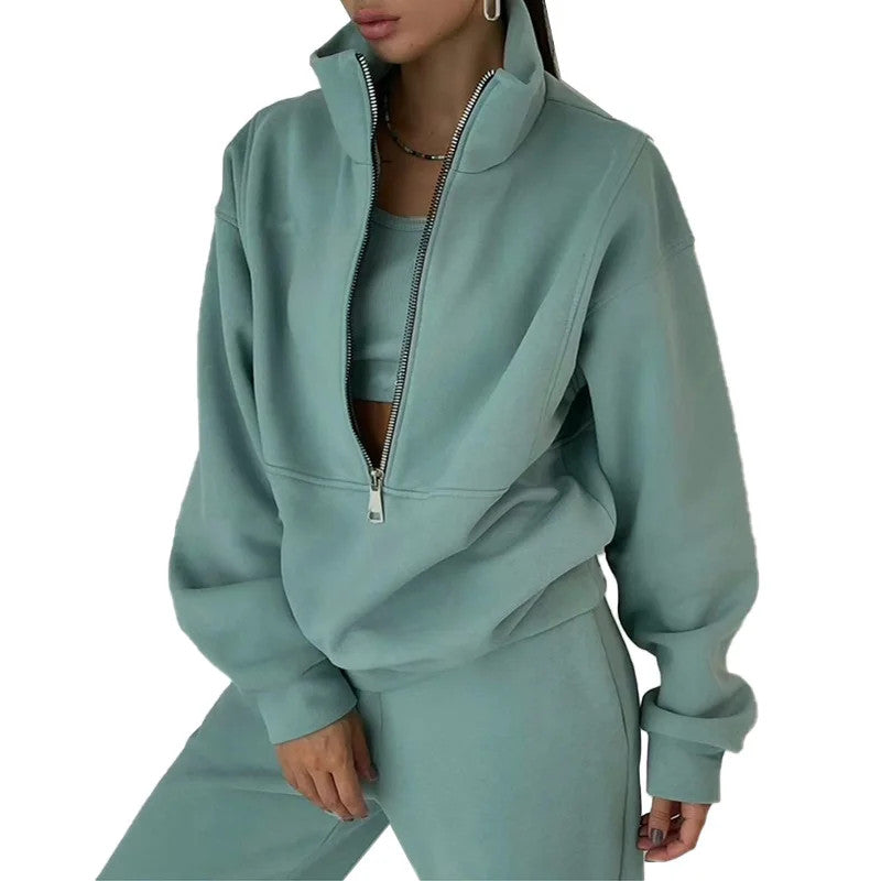 Women's Two-piece Sweater Fleece Sports Tracksuit