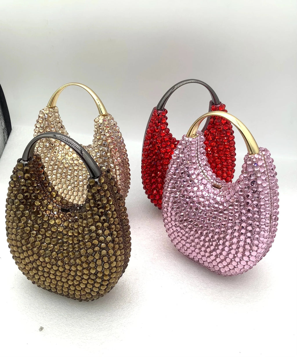 Women's Crystal Diamonds Chain Evening Clutch Bag