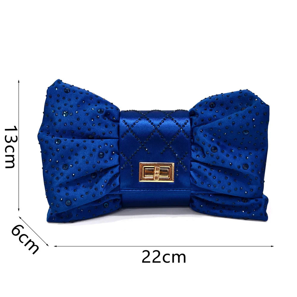Women's Italian Party Shoes and Bag Set With Elegant Diamond Butterfly