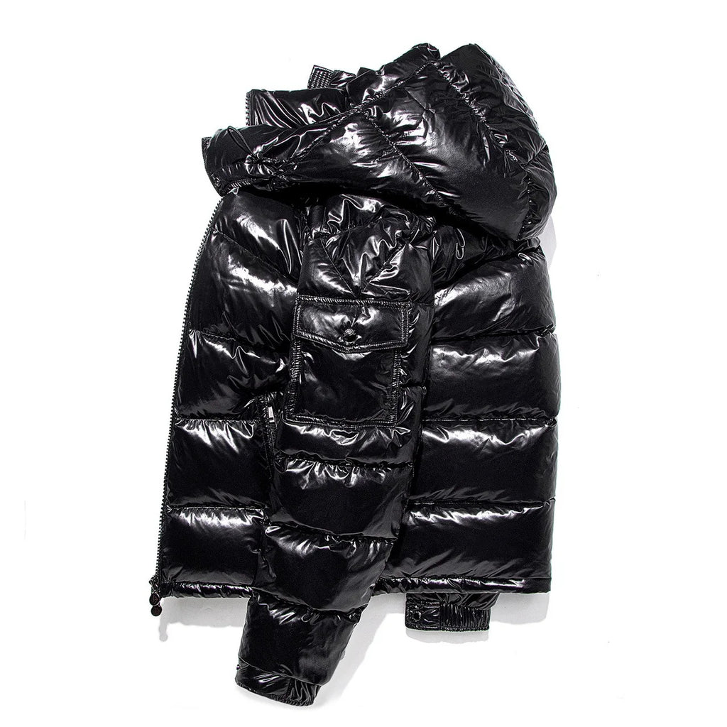 High Quality Outdoor Windproof Hooded Shiny Down Mens Jackets
