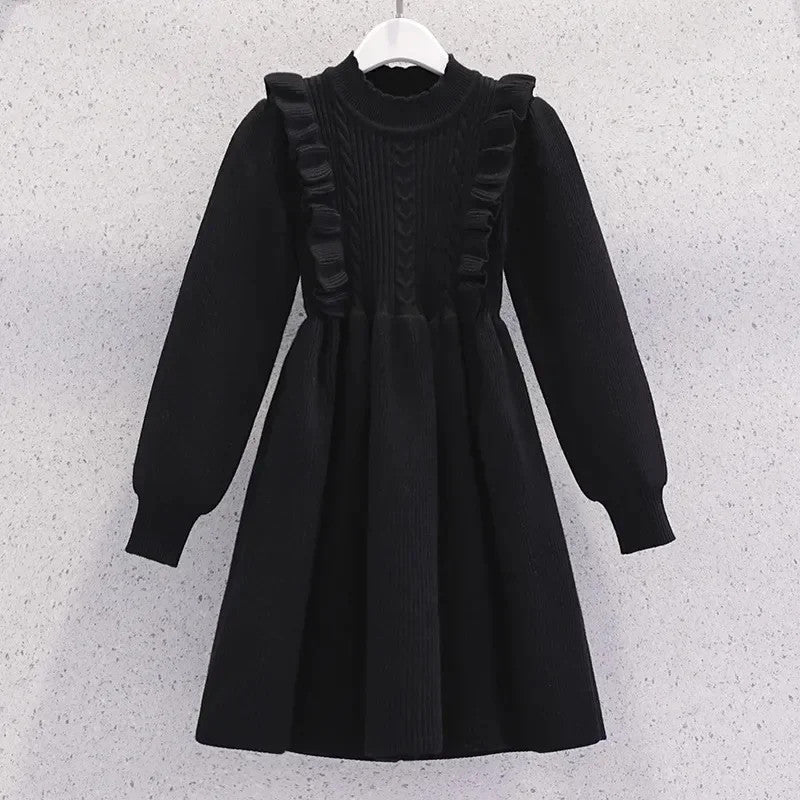 Women's Solid Color Casual Knit Sweater Dress Pullover Skirt Autumn Winter