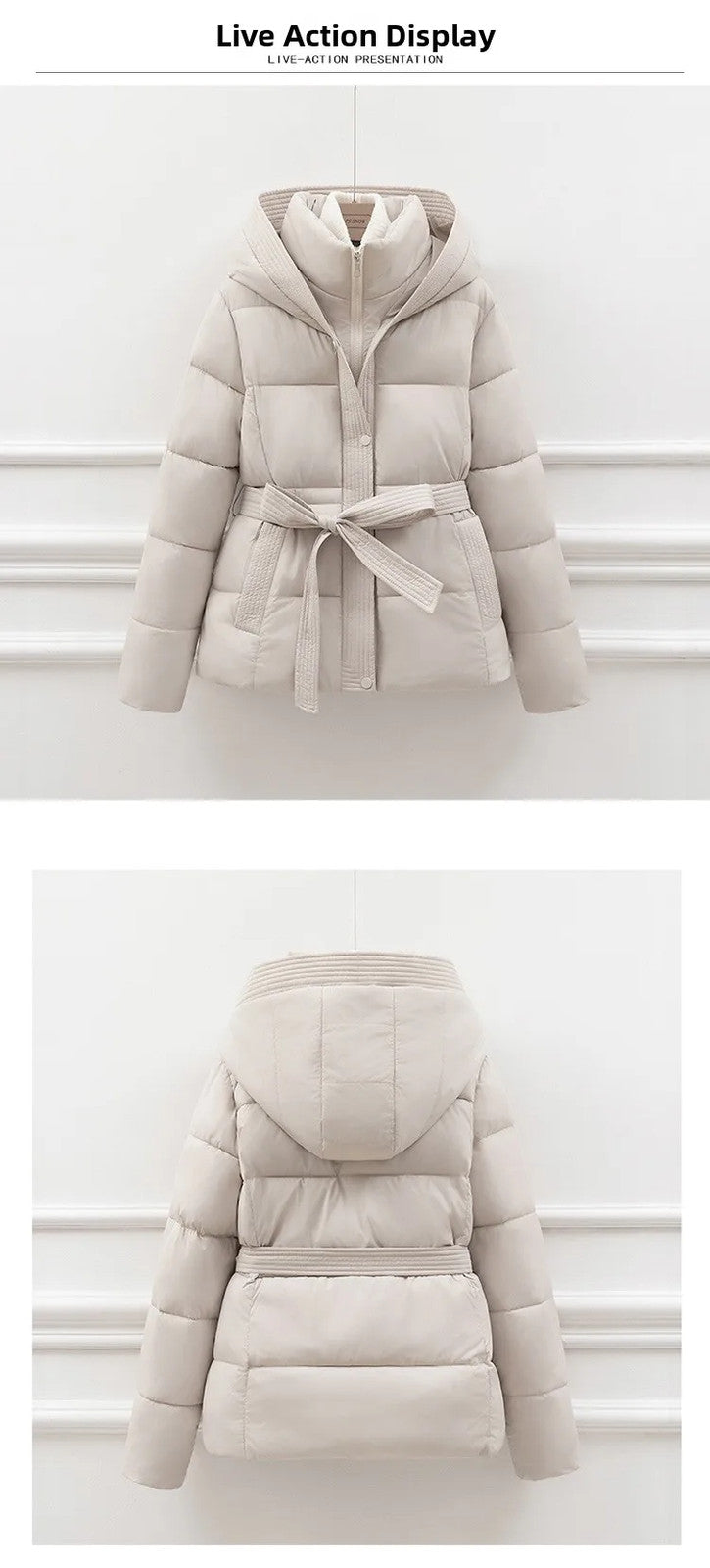 Women's Padded Cotton Thick Winter Coat with Hoodie