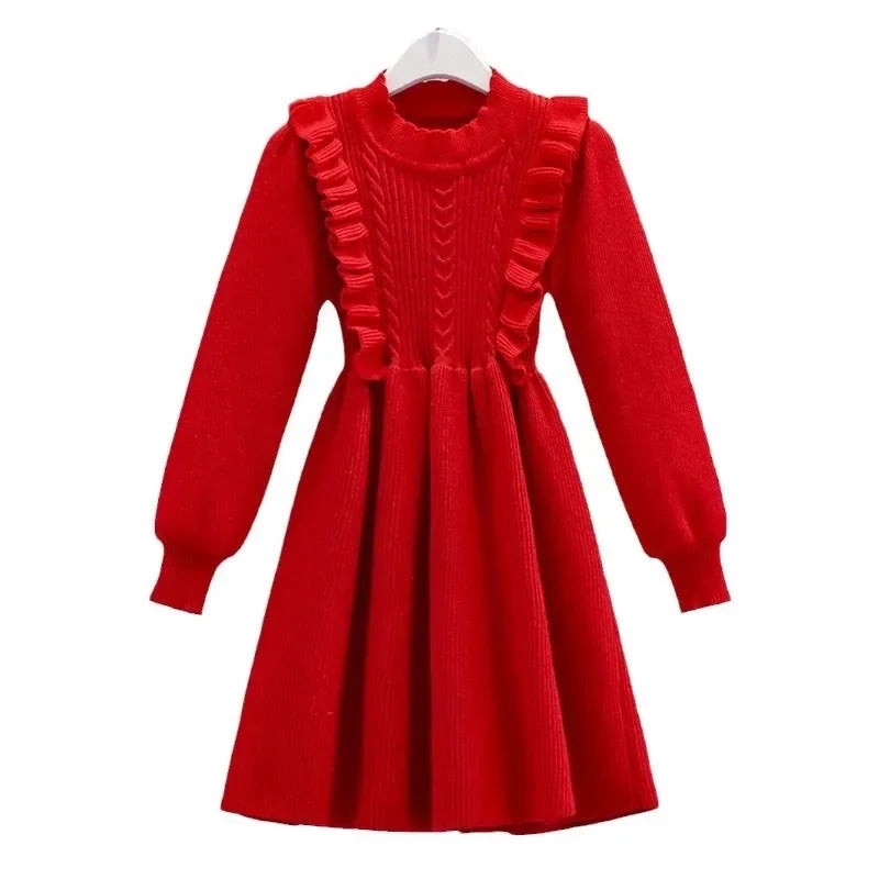 Women's Solid Color Casual Knit Sweater Dress Pullover Skirt Autumn Winter