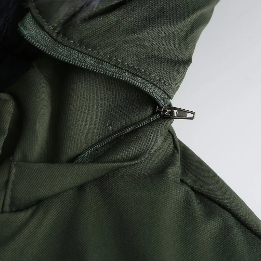 Double Sided Women's winter Thick Detachable Zipper Parka Jacket