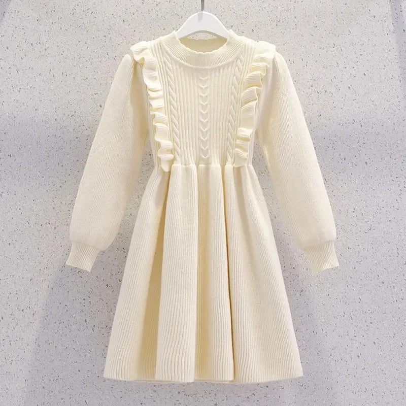 Women's Solid Color Casual Knit Sweater Dress Pullover Skirt Autumn Winter