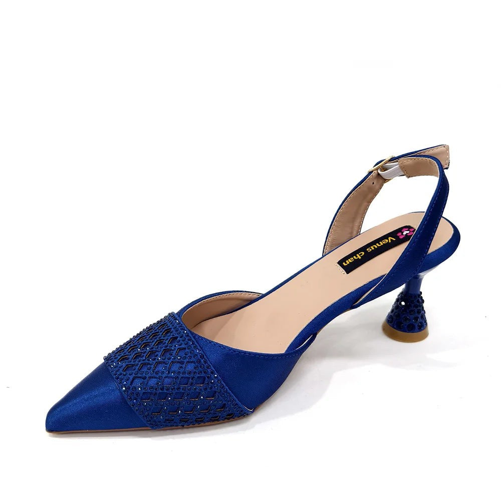 Women's Italian Party Shoes and Bag Set With Elegant Diamond Butterfly