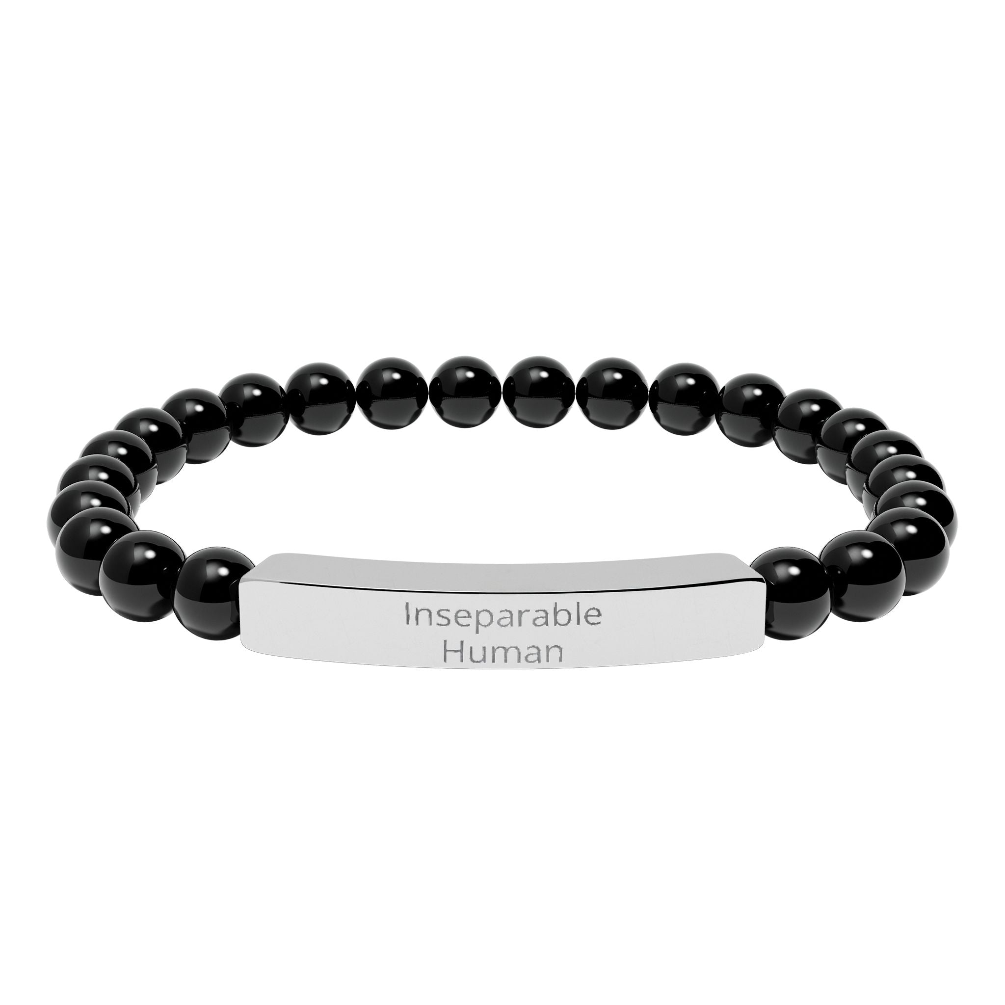 Inseparable Human engraved natural stone stretch bar bracelet | gemstone bead bracelet