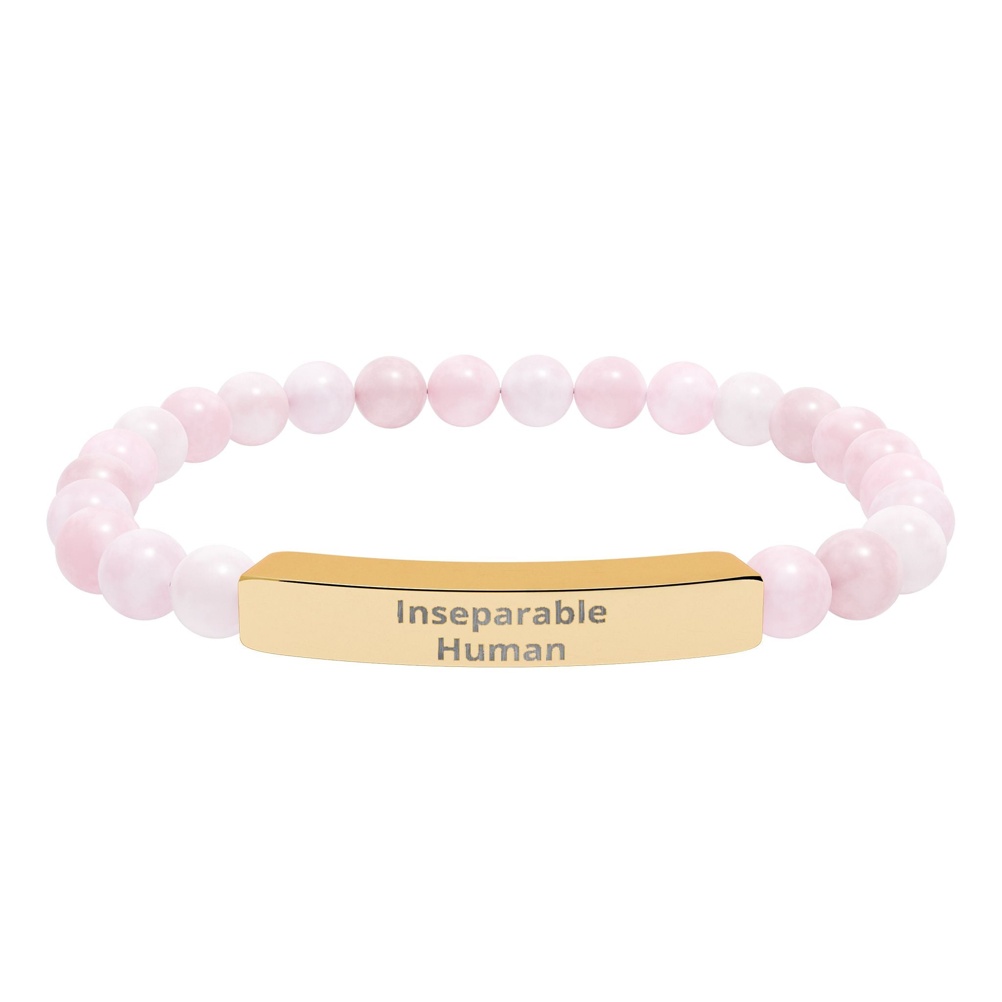 Inseparable Human engraved natural stone stretch bar bracelet | gemstone bead bracelet