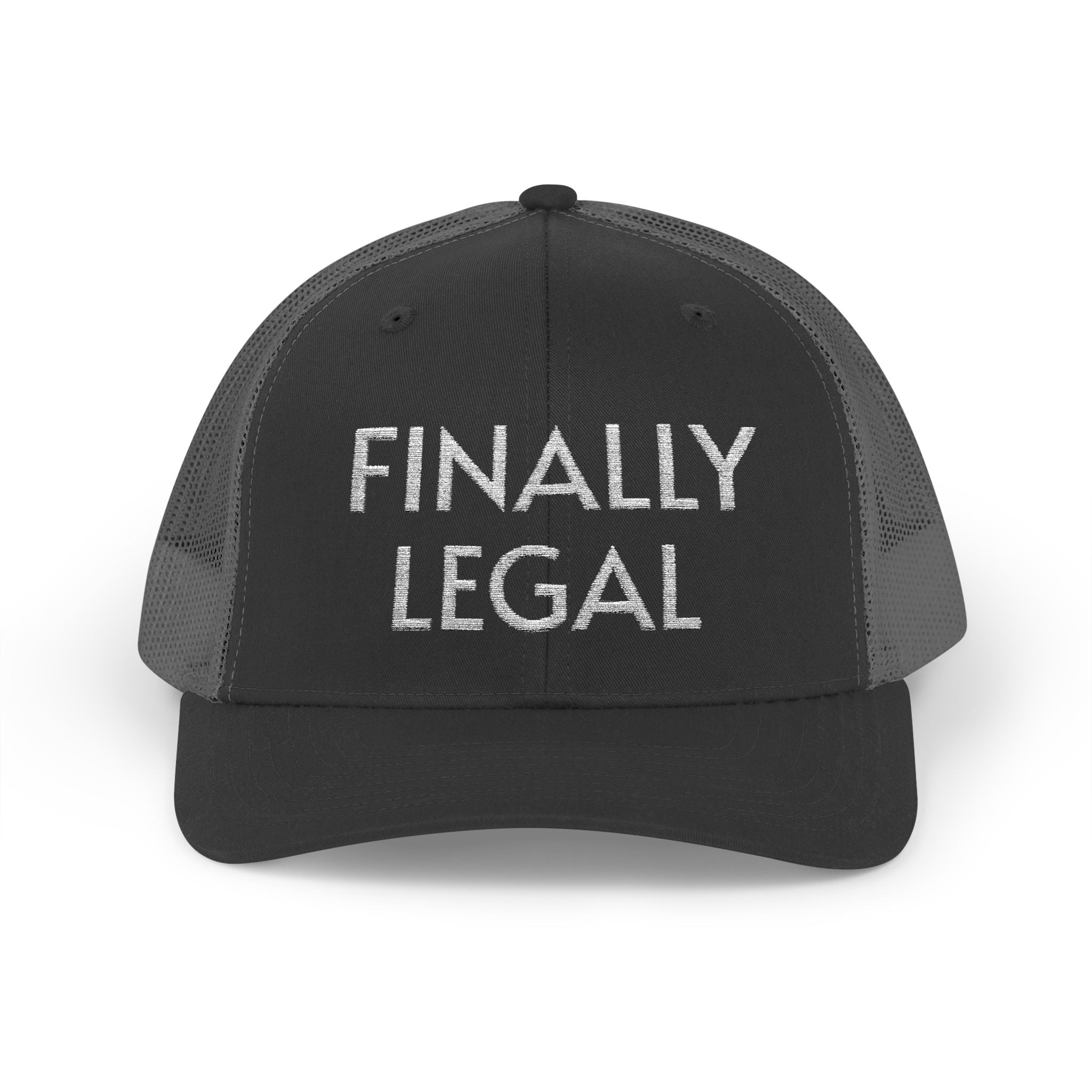 Finally Legal Snapback Trucker Cap | Rhinestone Script Mesh Back Hat