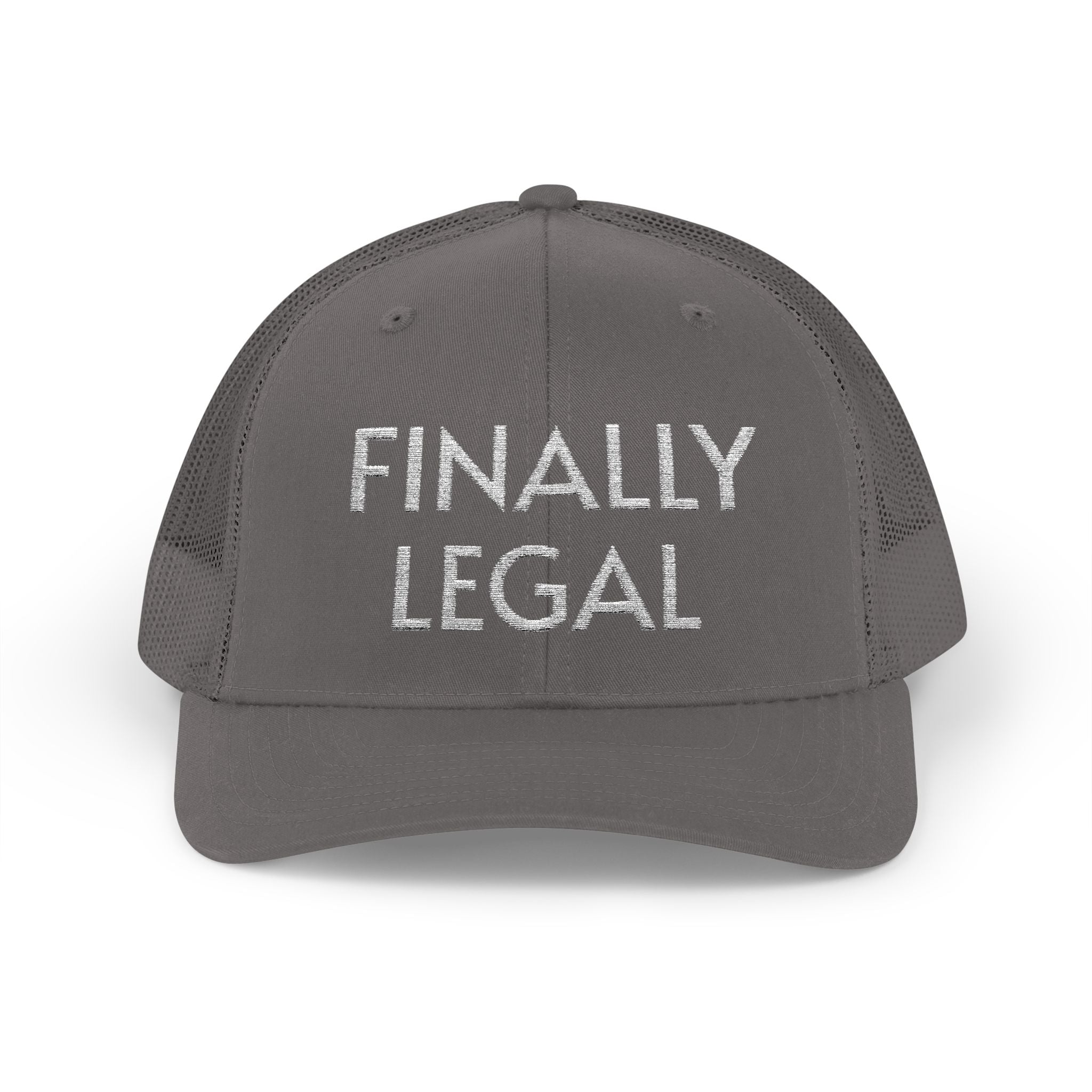 Finally Legal Snapback Trucker Cap | Rhinestone Script Mesh Back Hat