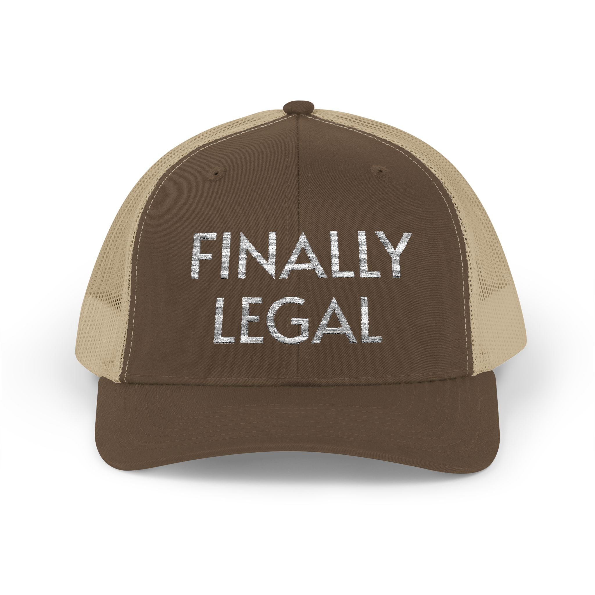 Finally Legal Snapback Trucker Cap | Rhinestone Script Mesh Back Hat