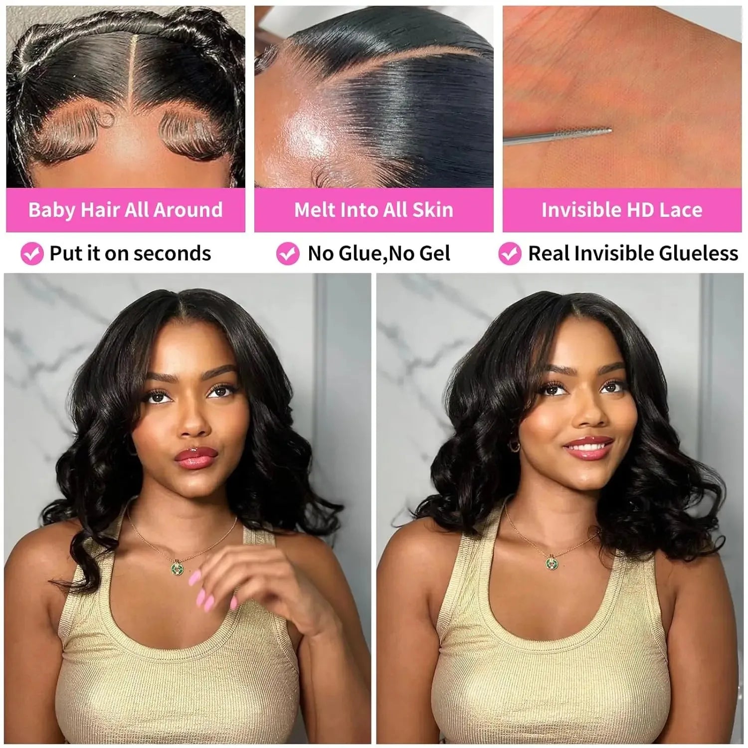 14 16 Inch BoB Wig Human Hair Body Wave 13x6 HD Lace Frontal Wigs Water Wave 5x5 Closure Glueless Brazilian Remy Raw For Women