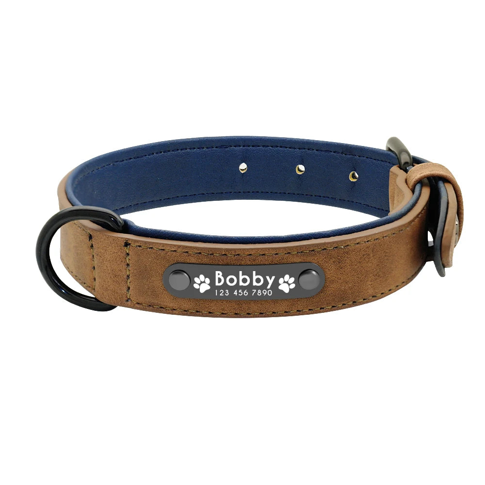 Personalised Leather Dog Collar | Custom ID Padded Pet Collar | S–XXL All Breeds