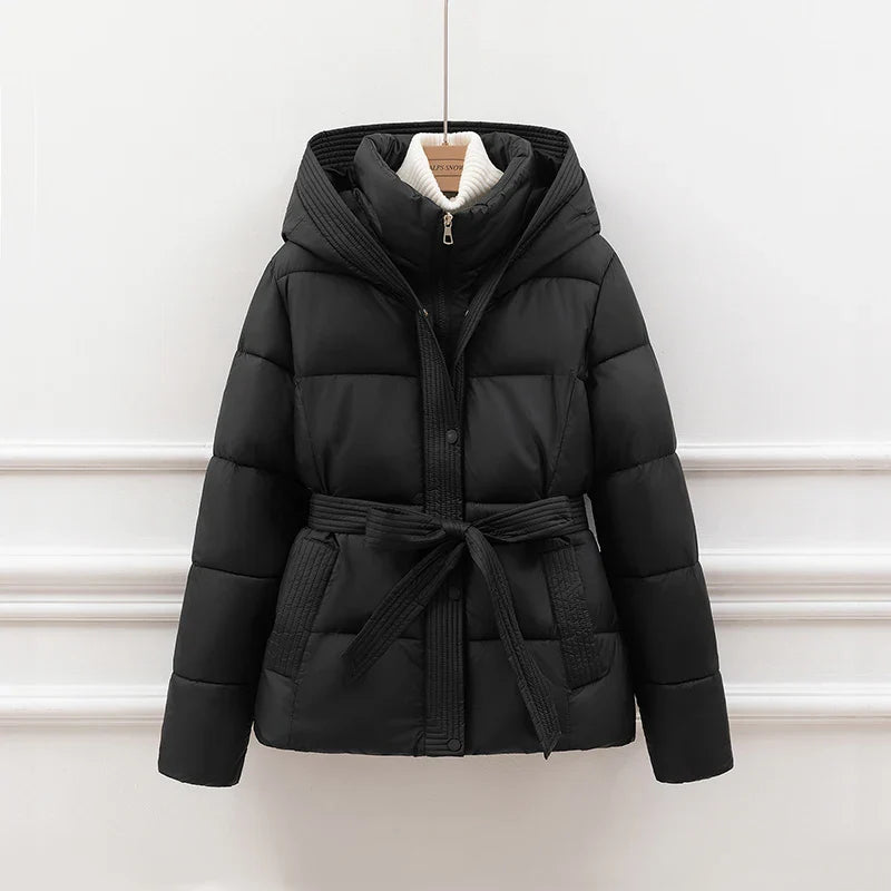 Women's Padded Cotton Thick Winter Coat with Hoodie