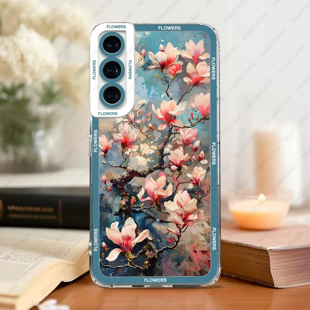 Phone Case For Samsung Galaxy A14 A21S A22 A24 A50 A31 A32 A33 A34 A51 A52 A53 A54 A71 A72 A73 Soft Cover Oil Painting Flowers