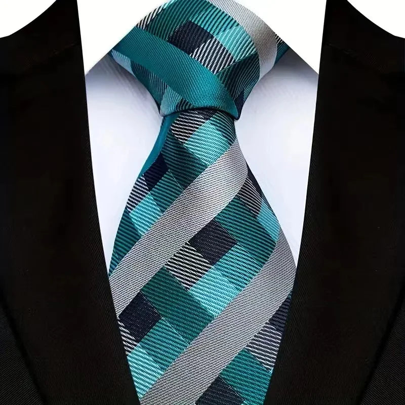 41 Colors 8CM Mens Ties Green Blue Plaid Stripes Floral Classic Business Jacquard Woven Neck ties For Wedding and Party