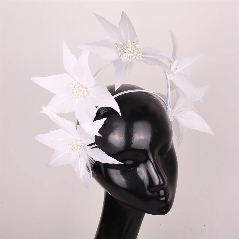 Women's Feather Hat Headband Headwear Elegant Fascinators Accessories Formal Banquet Headdress