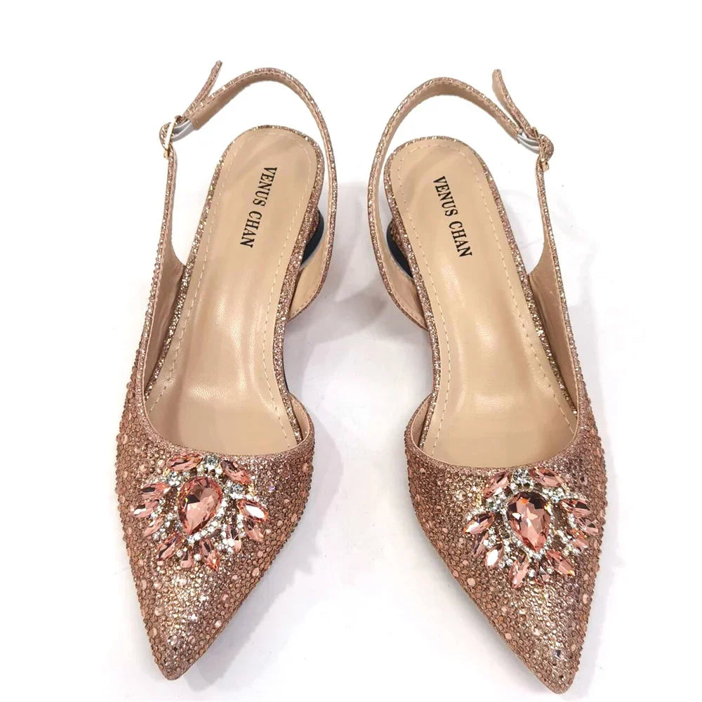 Italian Hollow Design Women Shoes Matching Bag in Champagne Color Mature African Ladies Comfortable Sandals for Party