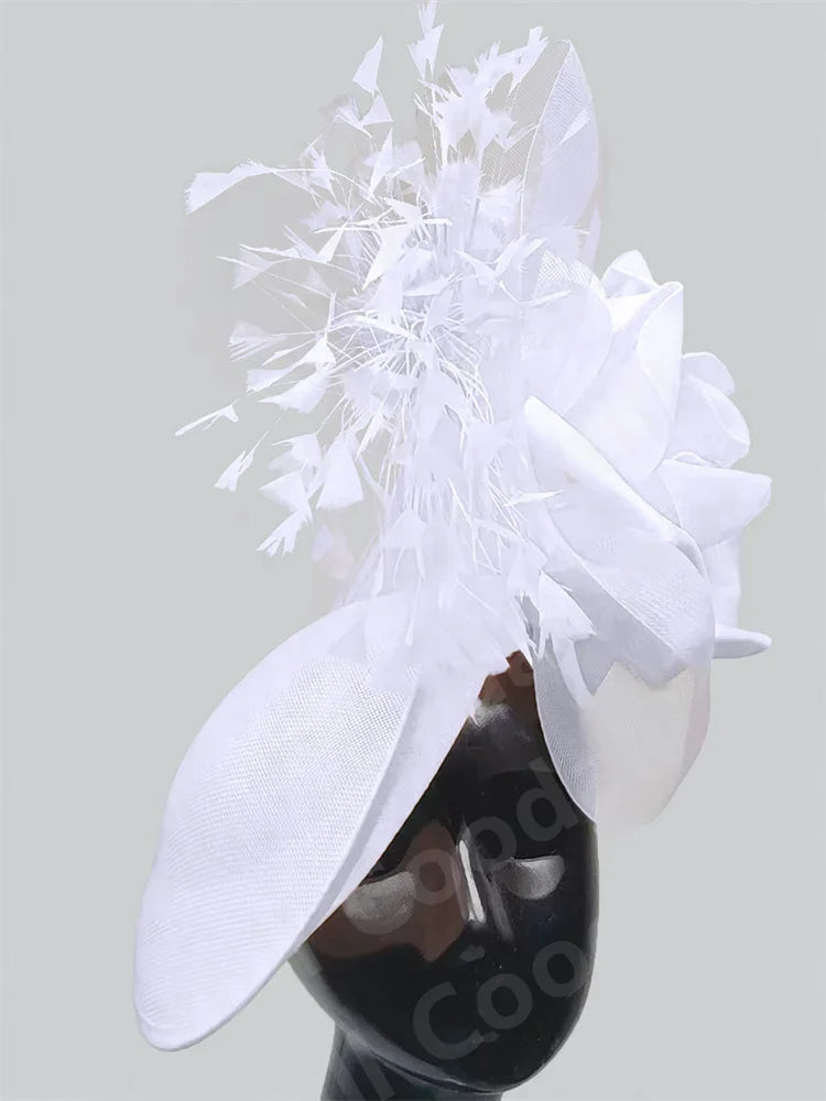 Big Flower Wedding Fascinator Hat Women Formal Party Tea Headpiece Ladies Cocktail Church Chapeau Cap Headband Woman Millinery