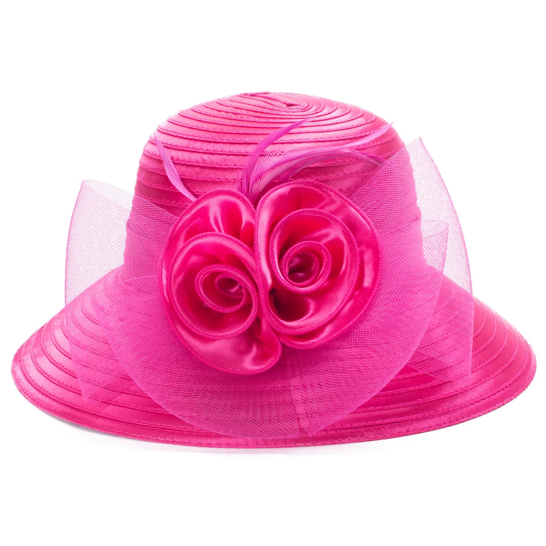 Lawliet Wide Brim Summer Hats for Women Feathers Netting Fascinator Beach Bridal Mother's Hats Wedding Derby Church  Cap A433