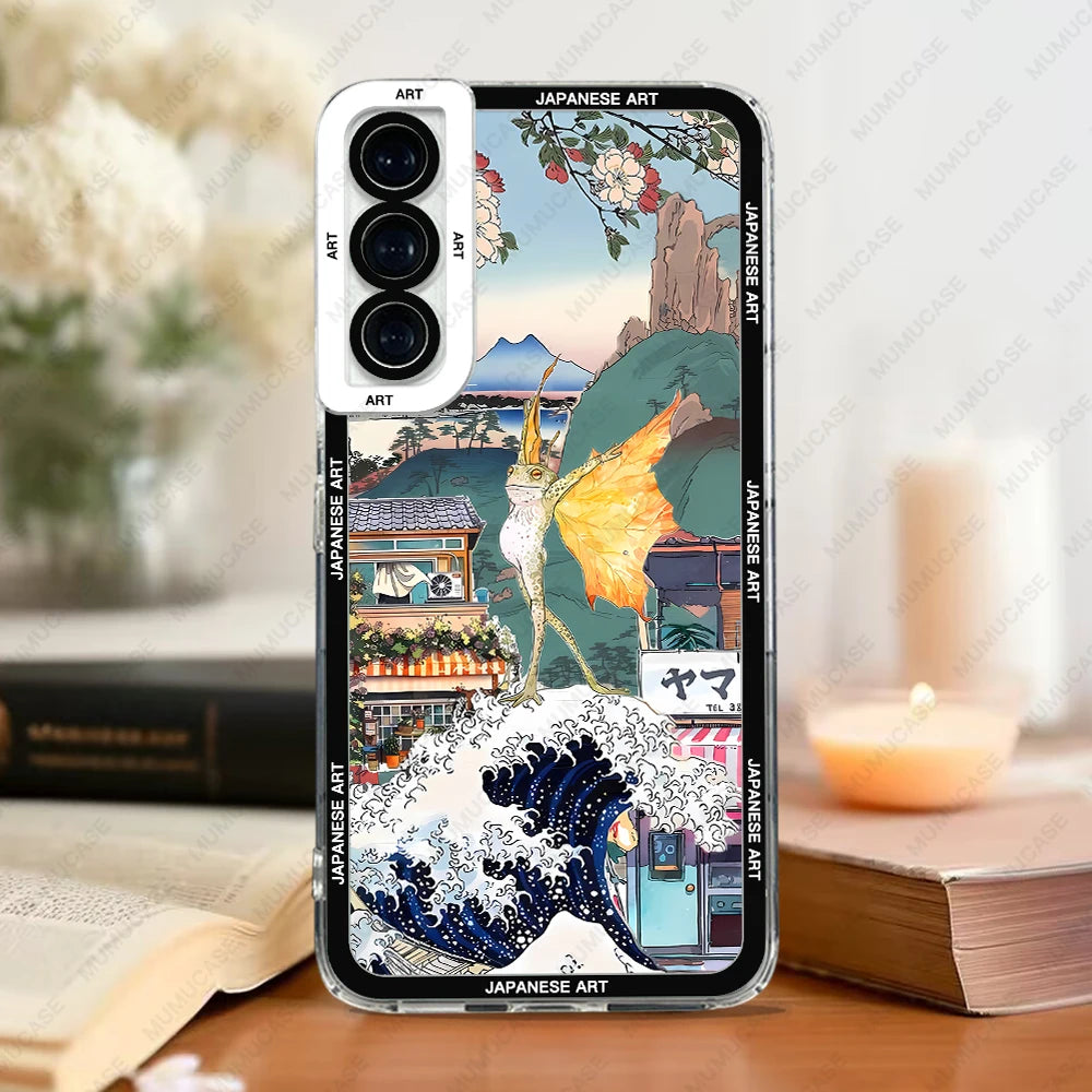 Phone Case For Samsung Galaxy S20 S21 S22 S23 S24 FE Plus Ultra A54 A53 A52 A34 5G TPU Soft Cover Japanese Art Stickers
