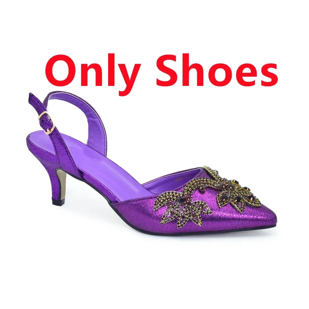 Italian Women's Shoes and Bag Set Comfortable for Party and Weddings