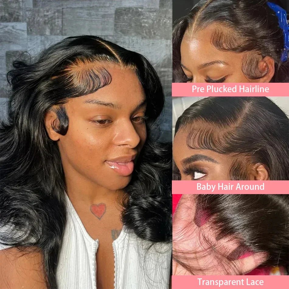 13x4 Short Body Wave Lace Frontal Bob Wig 200% Density Brazilian Remy 100% Human Hair Transparent Lace Wigs For Women 12 14 Inch