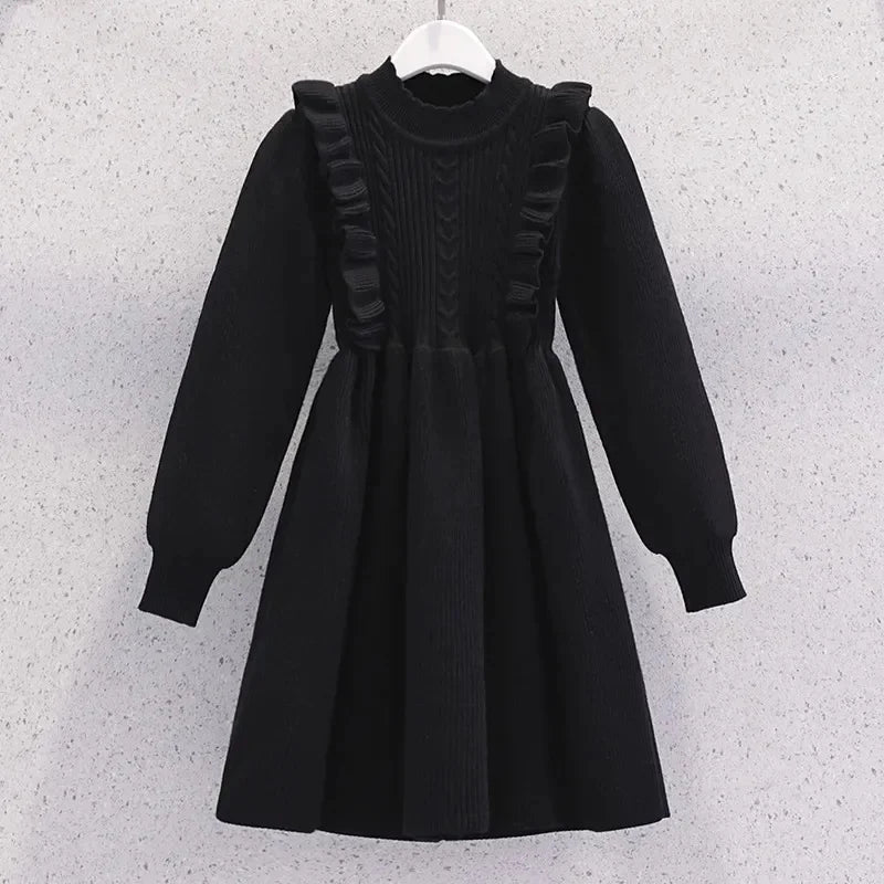 Women's Solid Color Casual Knit Sweater Dress Pullover Skirt Autumn Winter
