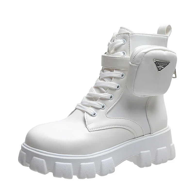 Women Motorcycle Leather Classic Punk Boots