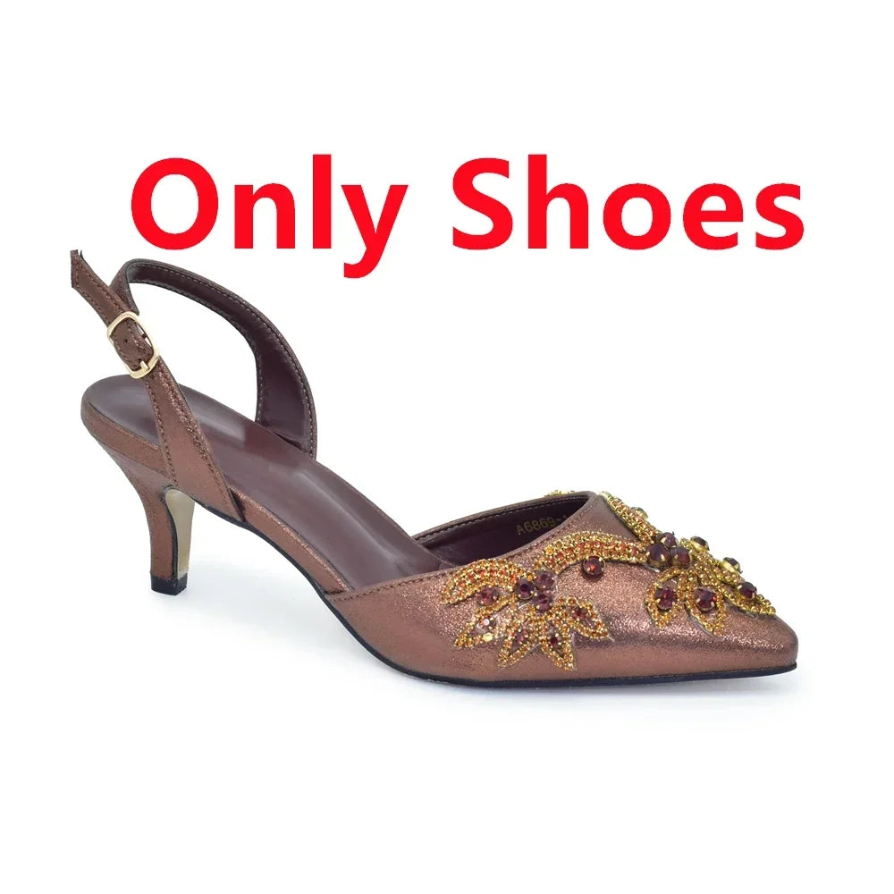 Italian Women's Shoes and Bag Set Comfortable for Party and Weddings