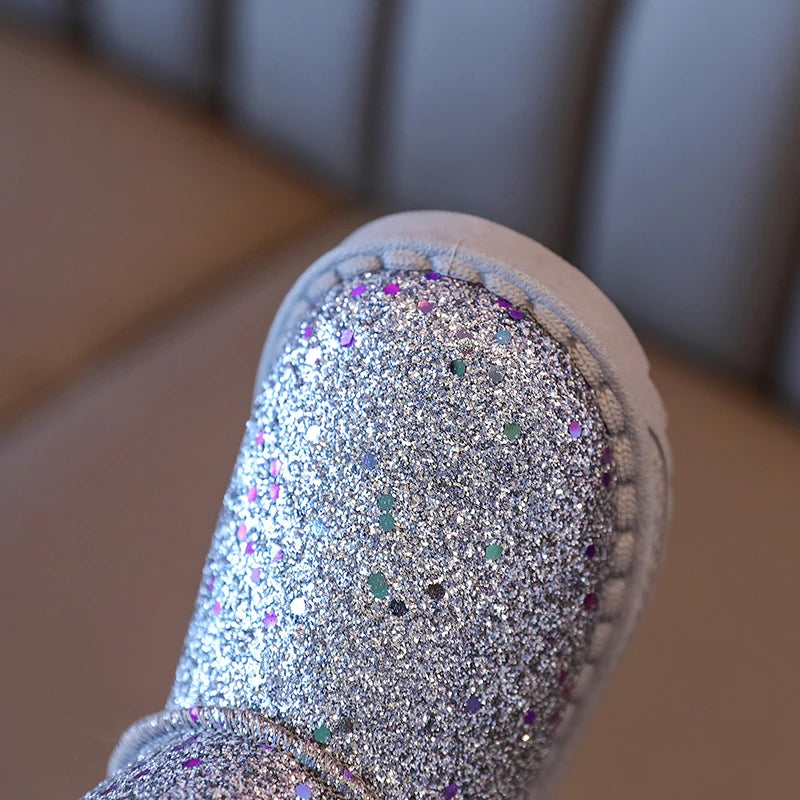 Children's Warm Winter Snow Boots Anti-Slip Soft Microfiber Slip-On Shinny Sport Shoes for Girls And Boys Sizes 25-36