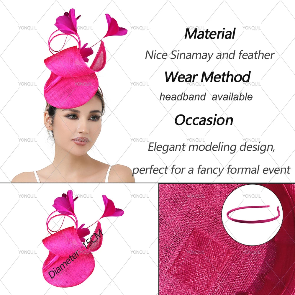 Elegant Bridal High Quality Sinamay Wedding Hat Fascinators Headwear for Women Banquet Cocktail Millinery Hair Accessories