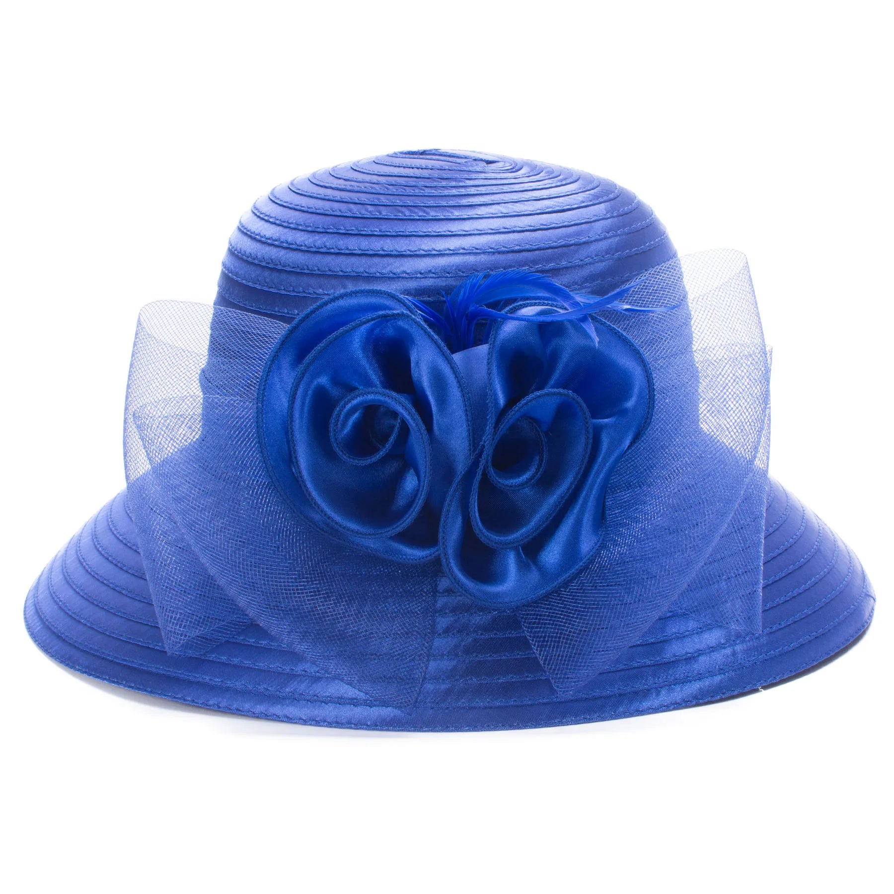 Lawliet Wide Brim Summer Hats for Women Feathers Netting Fascinator Beach Bridal Mother's Hats Wedding Derby Church  Cap A433